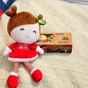Set babys 1st christmas and rattles